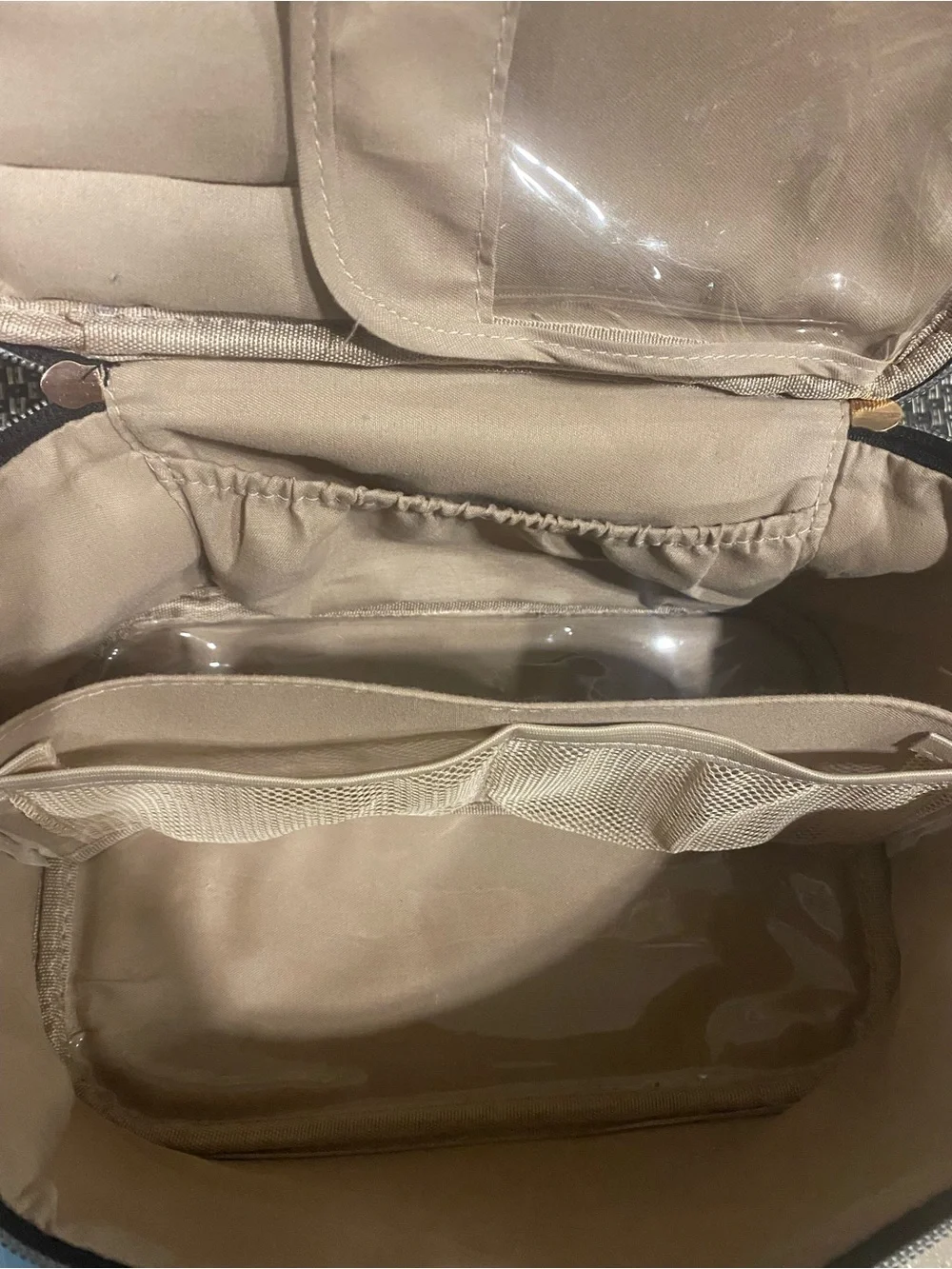 Black Top-Handle Cosmetic Bag with Gold Accents